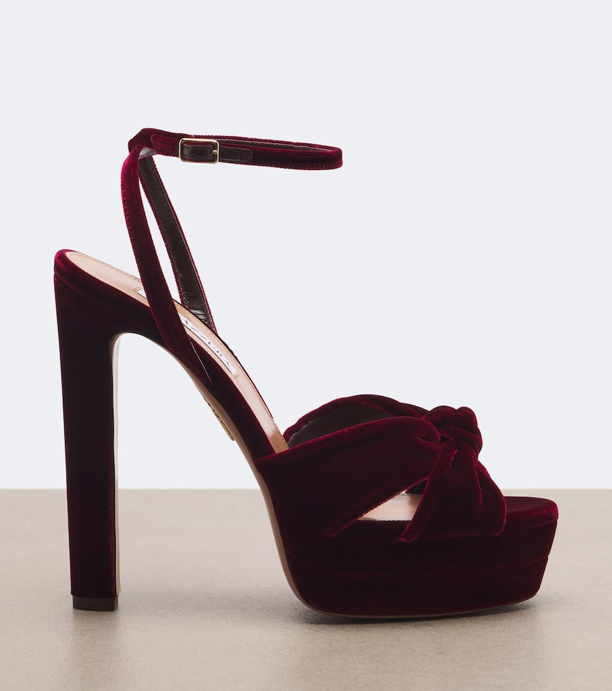 Aquazzura Cupid velvet platform sandals - Burgundy High-Heel Sandals