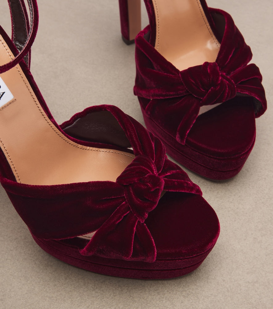 Aquazzura Cupid velvet platform sandals - Burgundy High-Heel Sandals