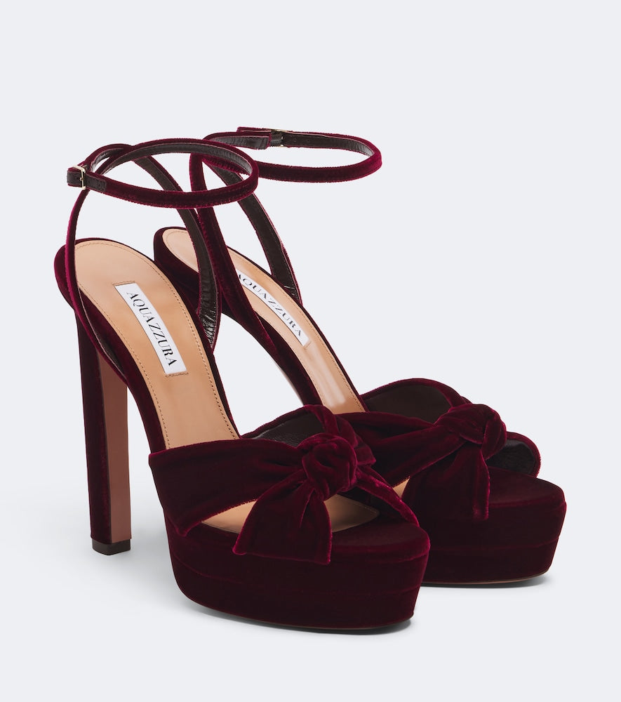 Aquazzura Cupid velvet platform sandals - Burgundy High-Heel Sandals
