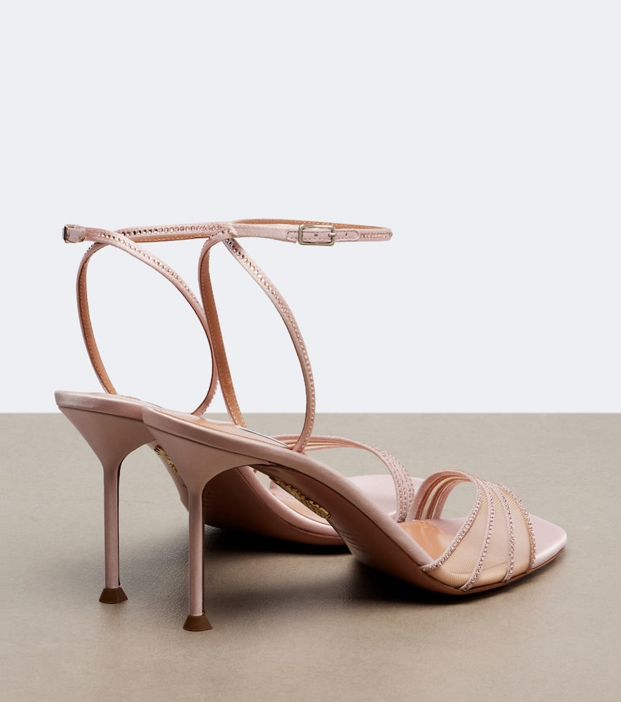Aquazzura Dream Girl suede and mesh sandals in Pink - Heeled Sandals