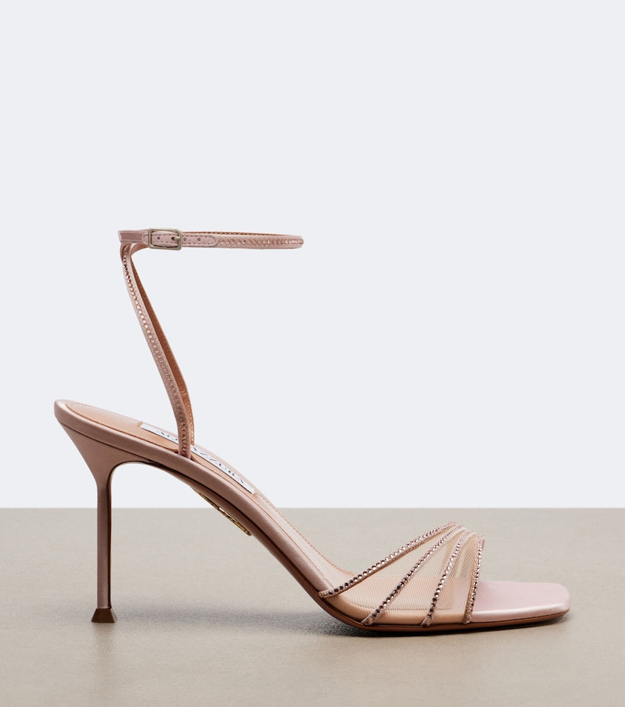 Aquazzura Dream Girl suede and mesh sandals in Pink - Heeled Sandals