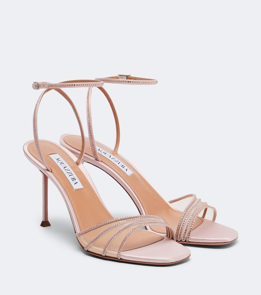 Aquazzura Dream Girl suede and mesh sandals in Pink - Heeled Sandals