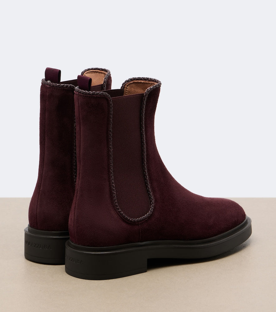 Aquazzura Gaspard suede Chelsea boots in Burgundy - Flat Boots