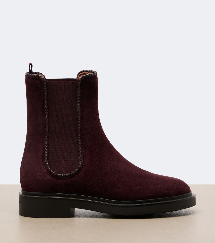 Aquazzura Gaspard suede Chelsea boots in Burgundy - Flat Boots