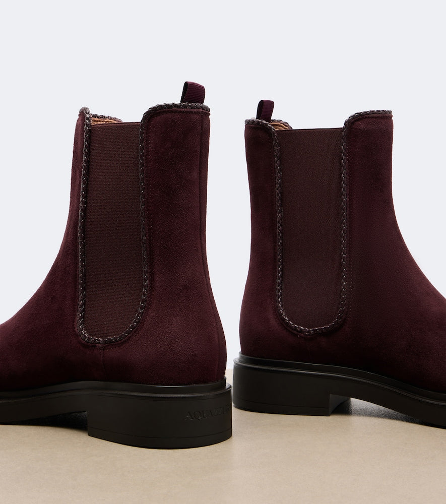 Aquazzura Gaspard suede Chelsea boots in Burgundy - Flat Boots