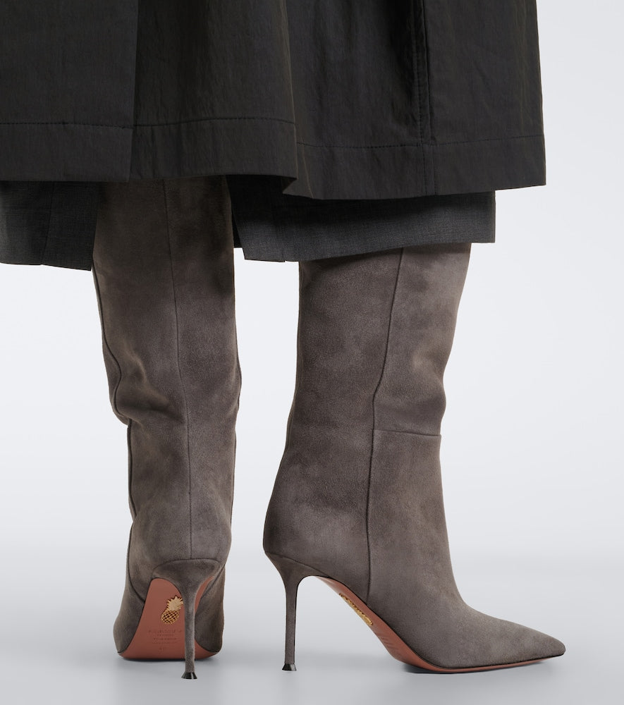 Aquazzura Harper suede knee-high boots - Grey Knee-high Boots
