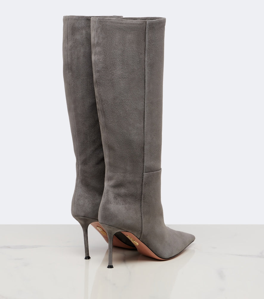 Aquazzura Harper suede knee-high boots - Grey Knee-high Boots