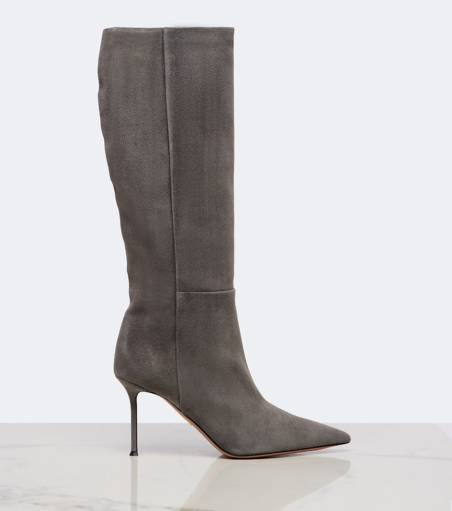 Aquazzura Harper suede knee-high boots - Grey Knee-high Boots