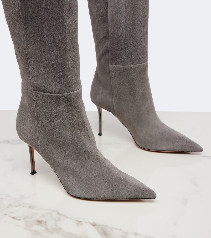 Aquazzura Harper suede knee-high boots - Grey Knee-high Boots