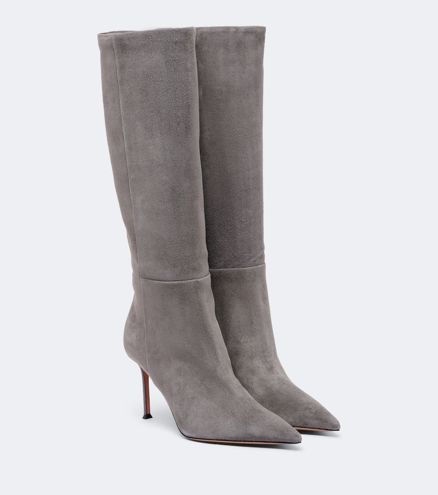 Aquazzura Harper suede knee-high boots - Grey Knee-high Boots