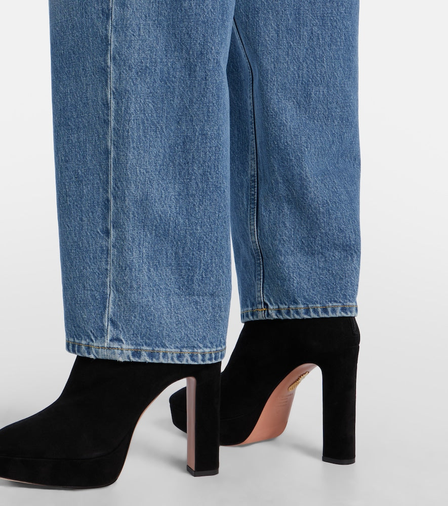 Aquazzura Martine 110 suede platform ankle boots (Black) - High Heels
