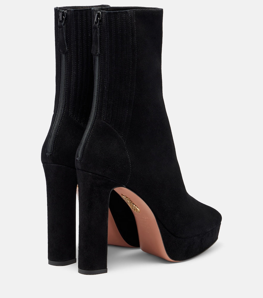 Aquazzura Martine 110 suede platform ankle boots (Black) - High Heels