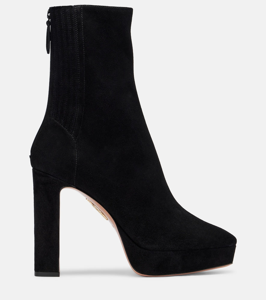 Aquazzura Martine 110 suede platform ankle boots (Black) - High Heels