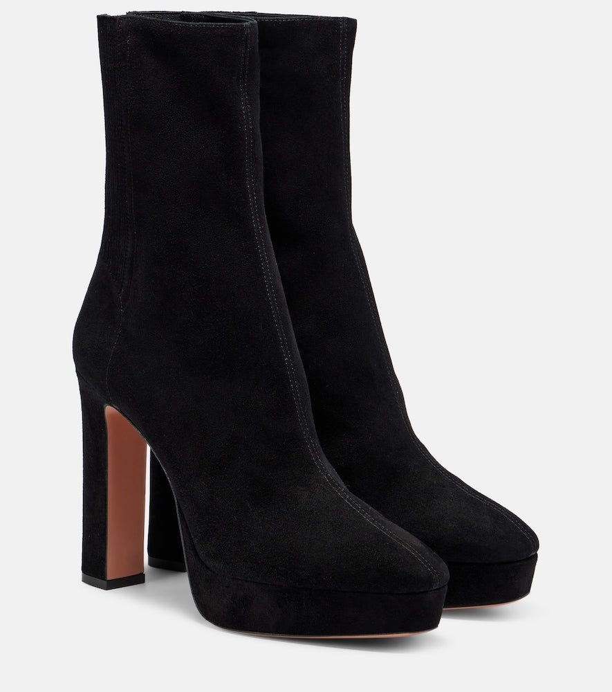 Aquazzura Martine 110 suede platform ankle boots (Black) - High Heels
