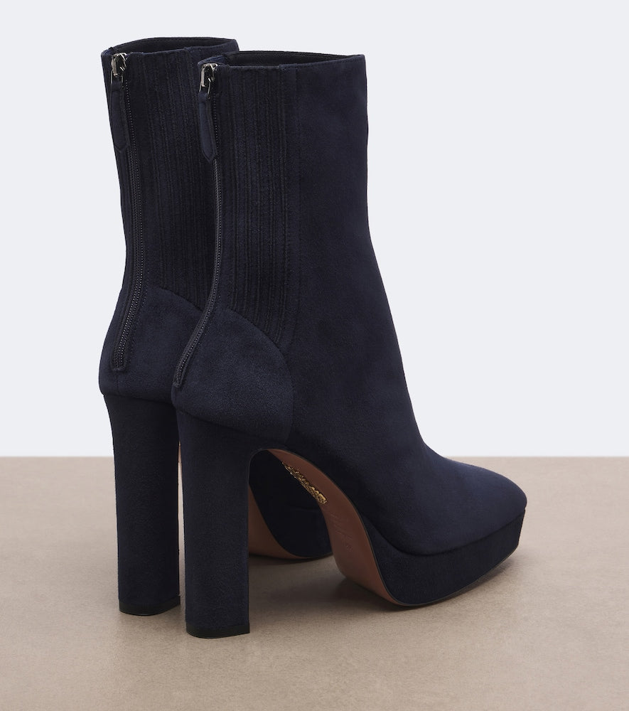 Aquazzura Martine suede platform ankle boots in Blue - High Heels