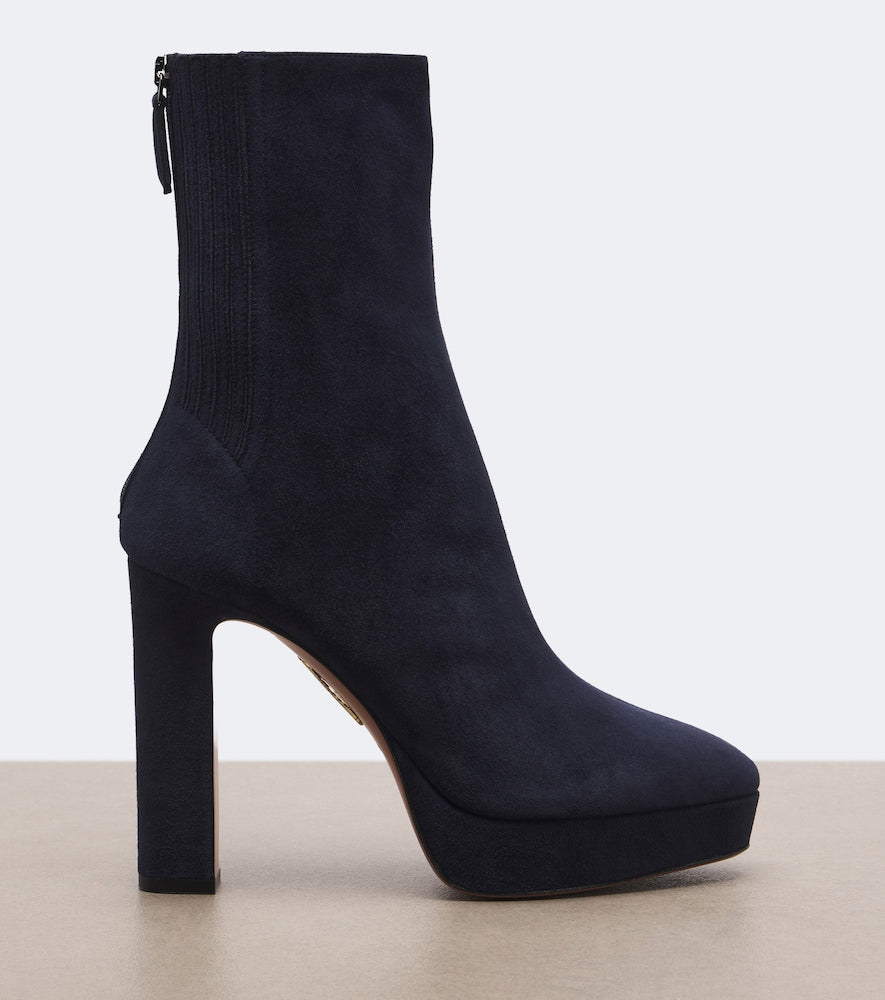 Aquazzura Martine suede platform ankle boots in Blue - High Heels