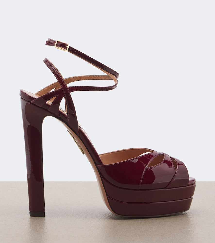 Aquazzura Moves patent leather platform sandals (Burgundy) - High-Heel Sandals