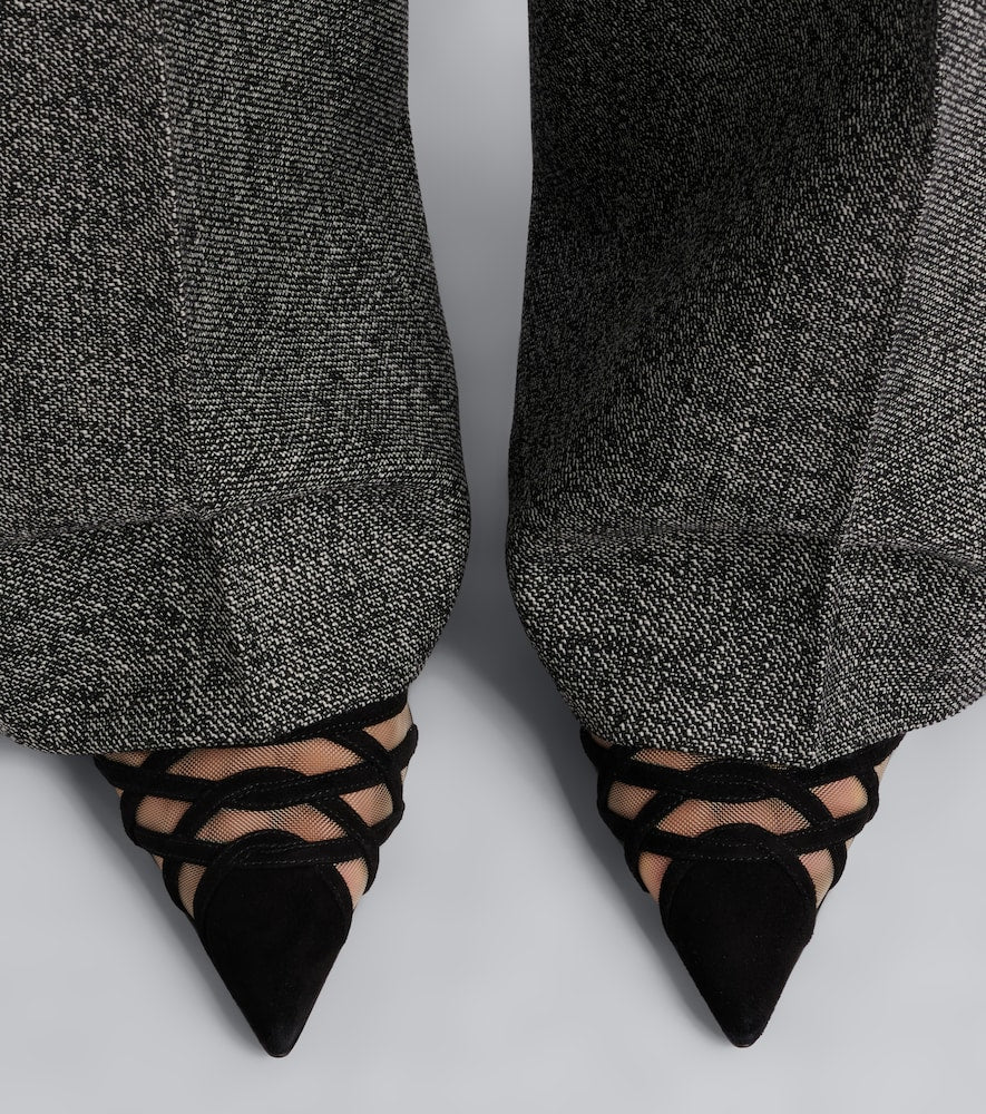 Aquazzura Perfect Match suede slingback pumps in Black - Mid Heel Pumps
