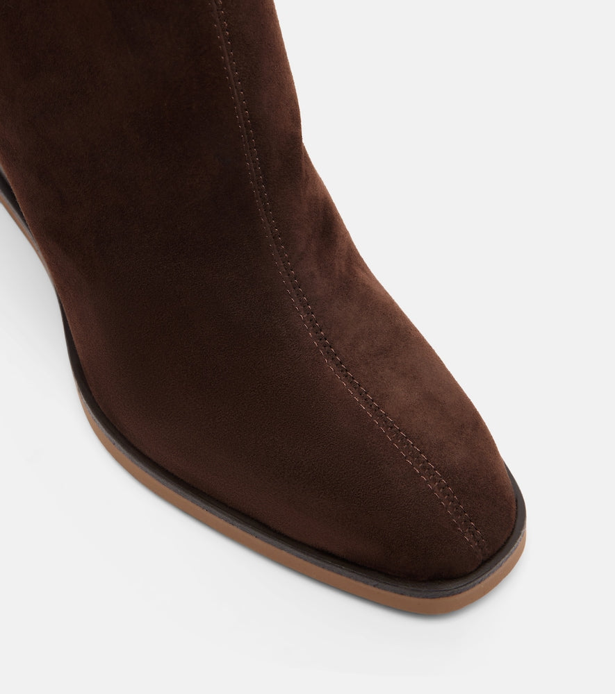 Aquazzura Saint Honore 85 suede wedge ankle boots (Brown) - Mid Heel Boots