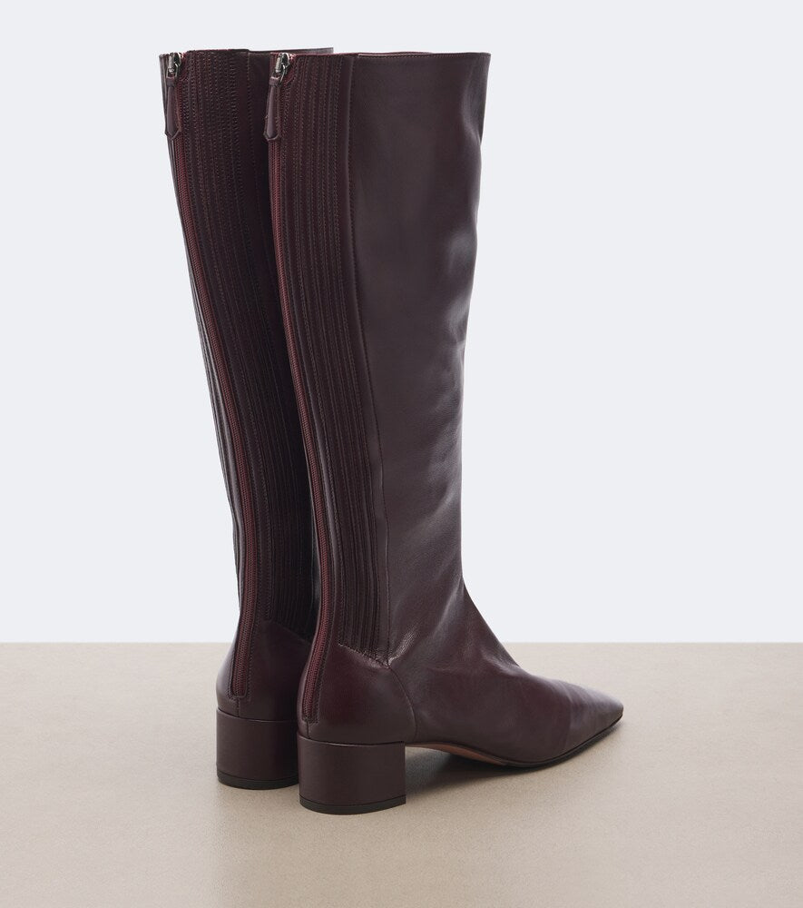 Aquazzura Saint Honore leather knee-high boots in Burgundy - Knee-high Boots