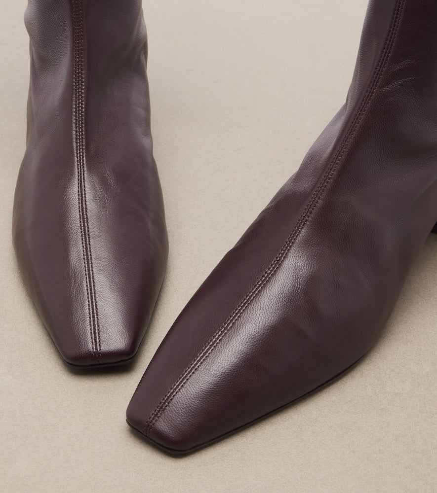 Aquazzura Saint Honore leather knee-high boots in Burgundy - Knee-high Boots