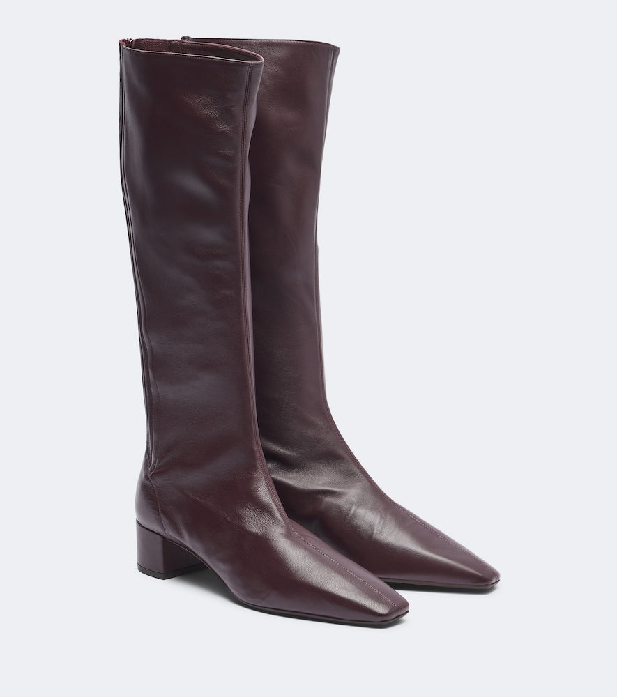 Aquazzura Saint Honore leather knee-high boots in Burgundy - Knee-high Boots