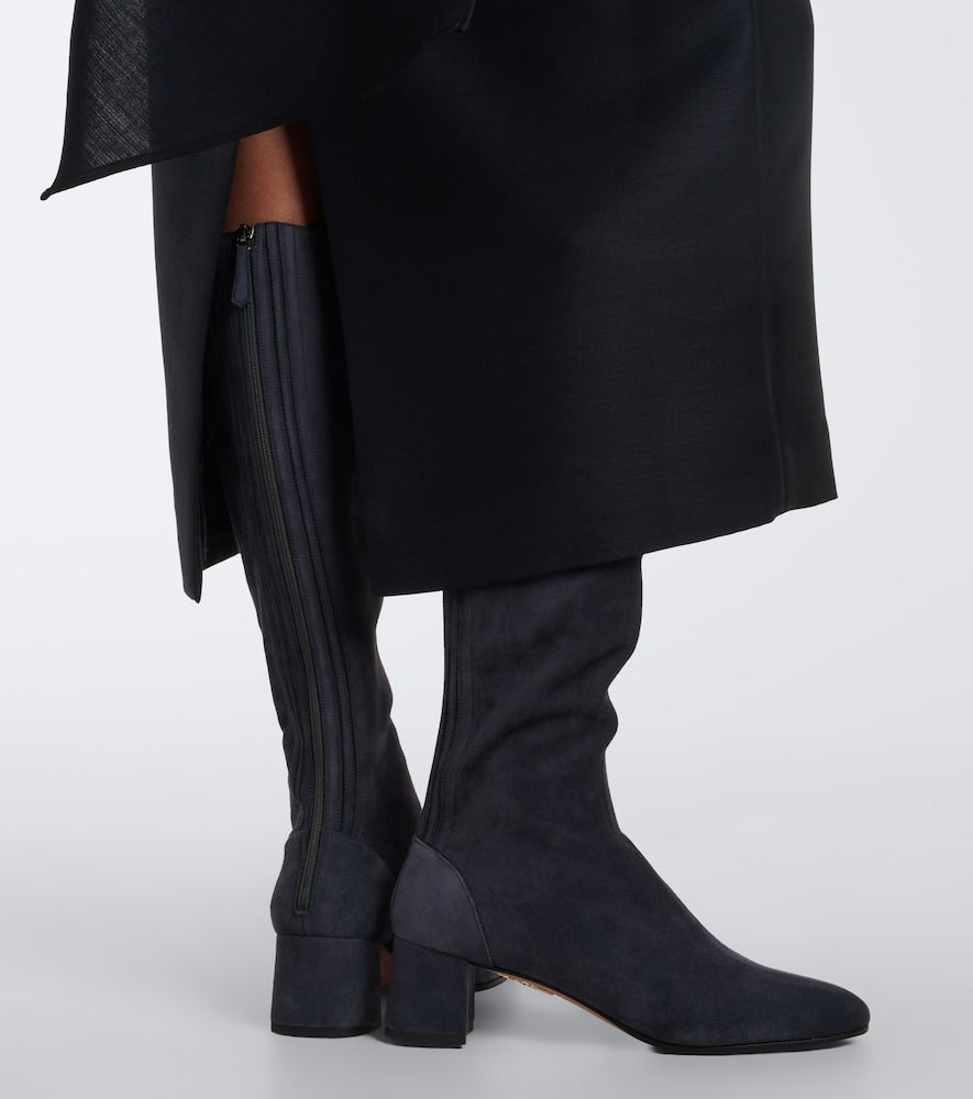 Aquazzura Saint Honore suede knee-high boots in Blue - Knee-high Boots