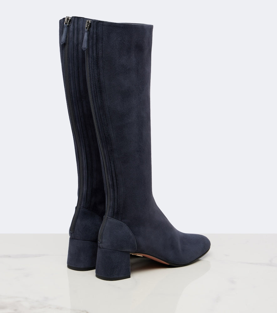 Aquazzura Saint Honore suede knee-high boots in Blue - Knee-high Boots