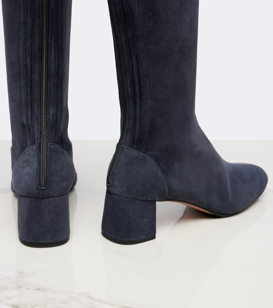 Aquazzura Saint Honore suede knee-high boots in Blue - Knee-high Boots