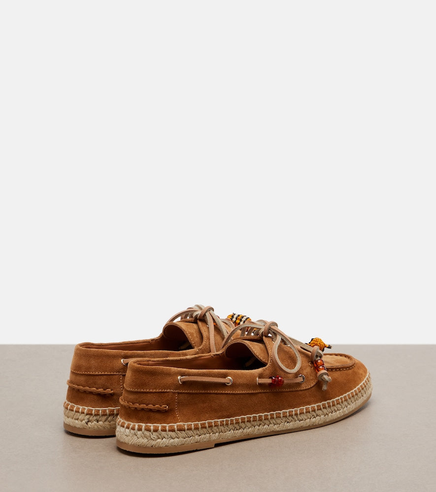 Aquazzura Seafarer beaded suede espadrilles - Brown Flat Espadrilles