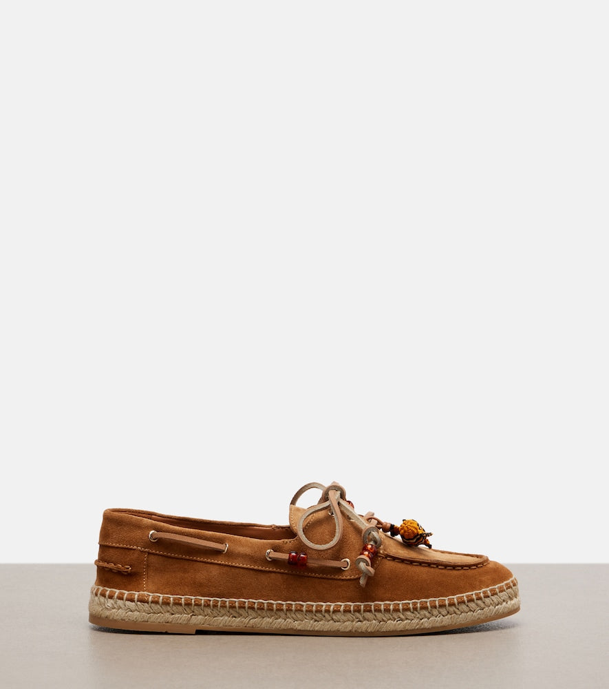 Aquazzura Seafarer beaded suede espadrilles - Brown Flat Espadrilles