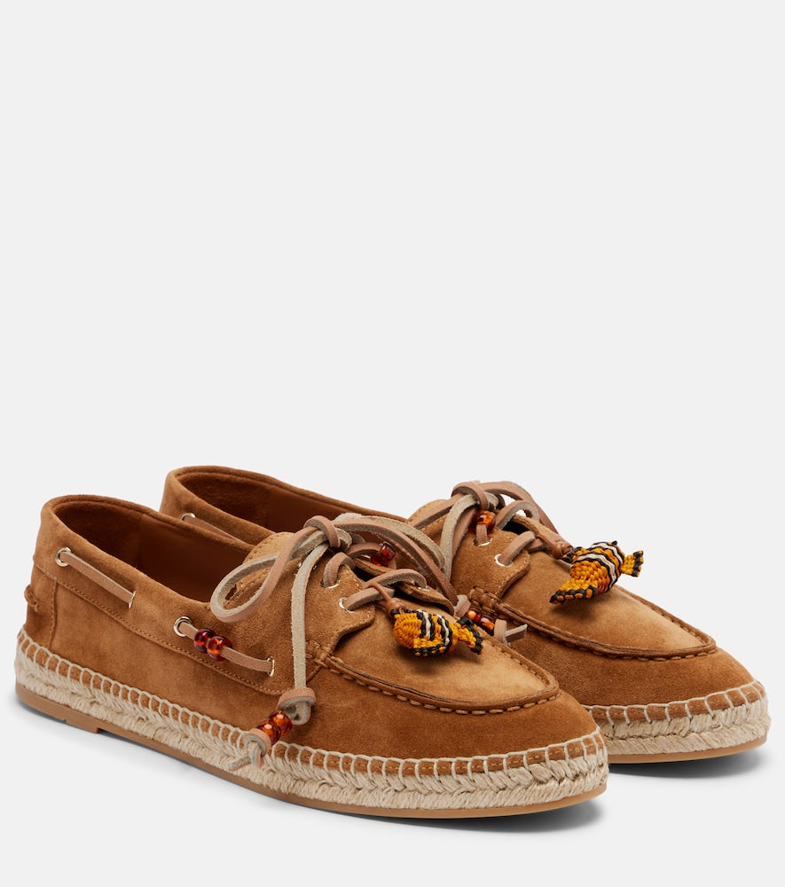 Aquazzura Seafarer beaded suede espadrilles - Brown Flat Espadrilles