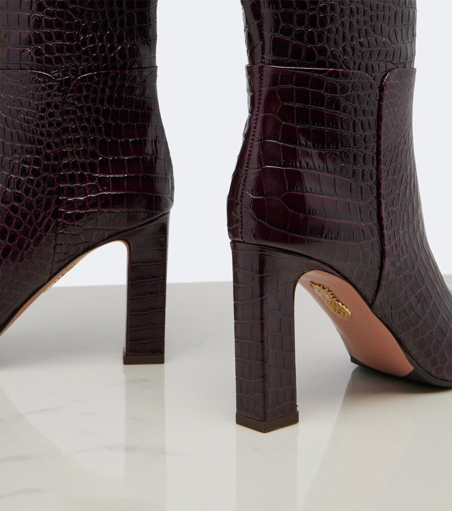 Aquazzura Sellier croc-effect leather knee-high boots (Burgundy) - Knee-high Boots