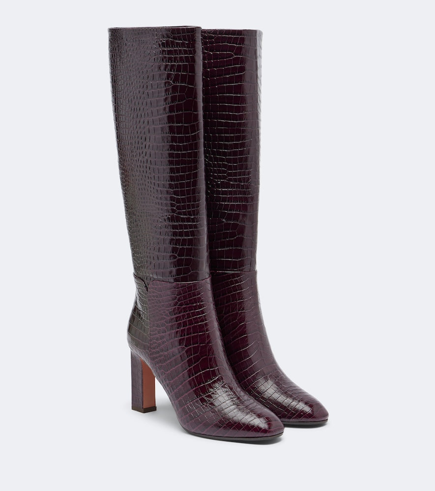 Aquazzura Sellier croc-effect leather knee-high boots (Burgundy) - Knee-high Boots