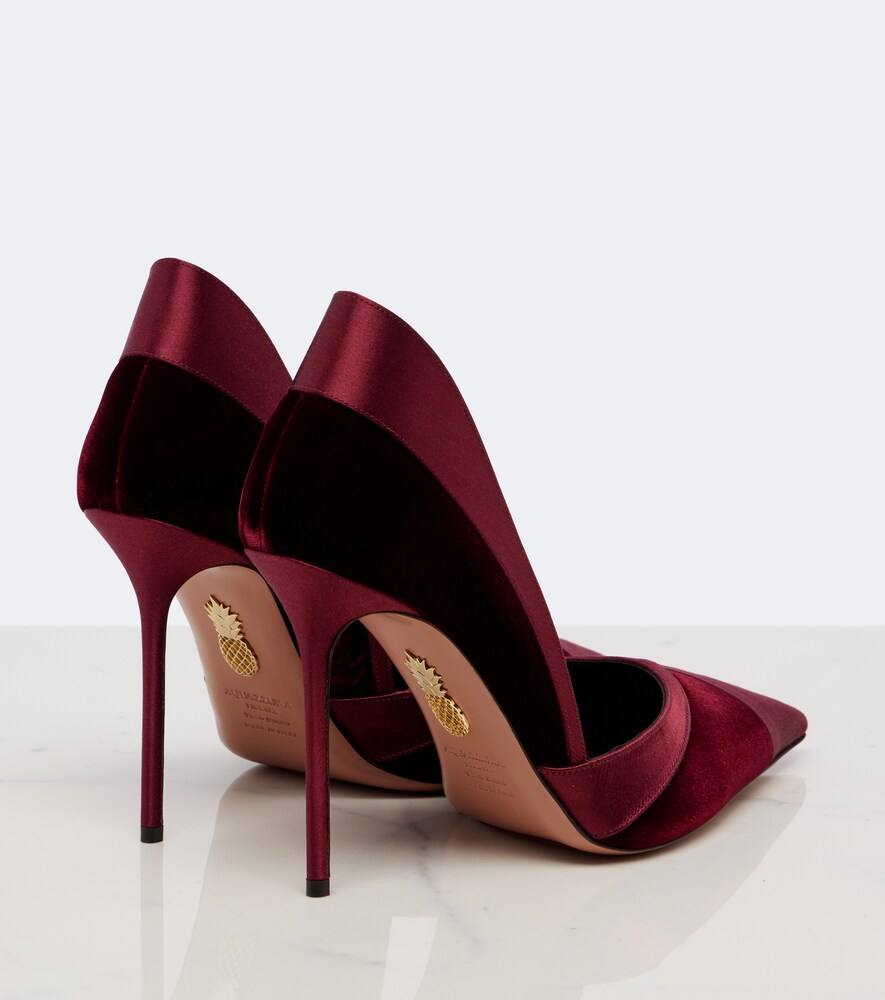 Aquazzura Shadow velvet and satin pumps - Burgundy High-Heel Pumps