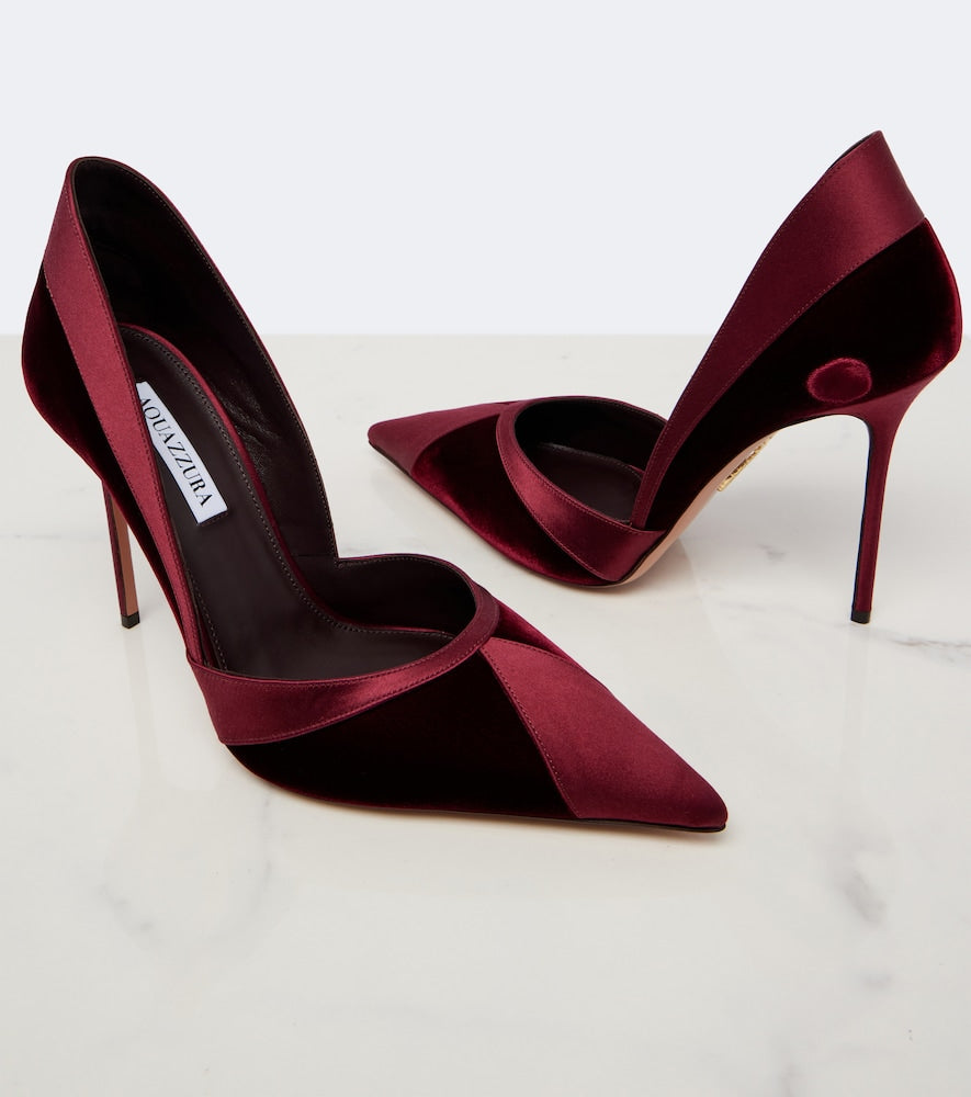 Aquazzura Shadow velvet and satin pumps - Burgundy High-Heel Pumps