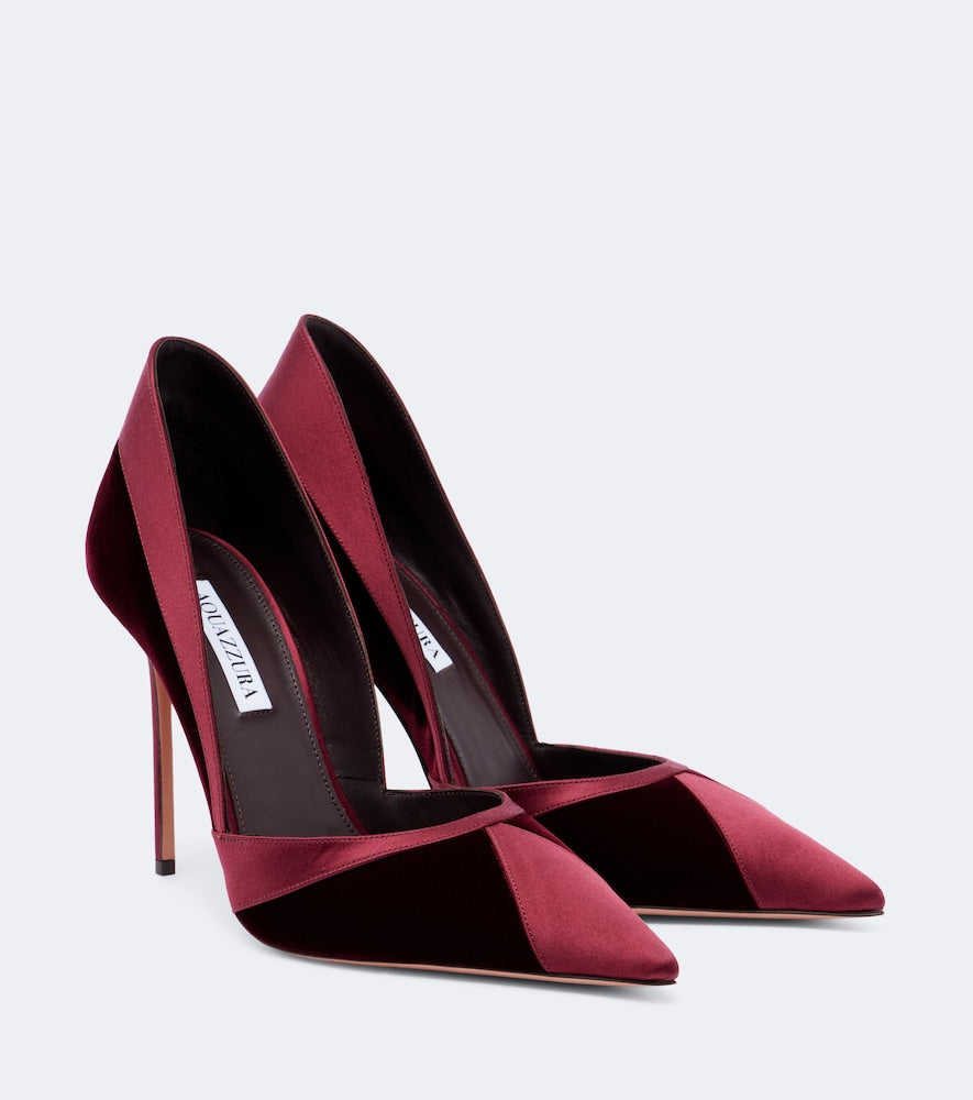 Aquazzura Shadow velvet and satin pumps - Burgundy High-Heel Pumps