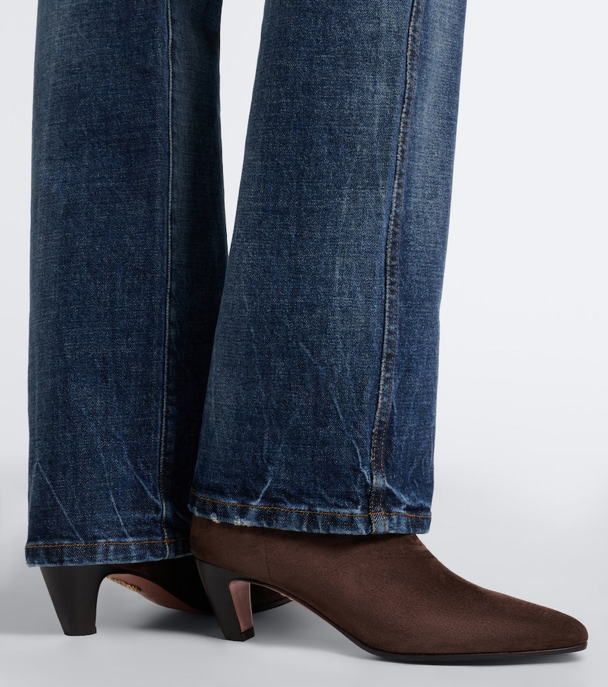 Brown Aquazzura Slouchy suede mid-calf boots - Mid Heels