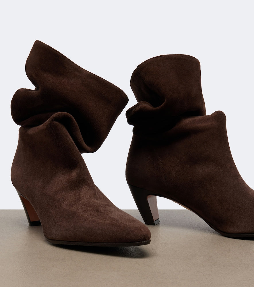 Brown Aquazzura Slouchy suede mid-calf boots - Mid Heels