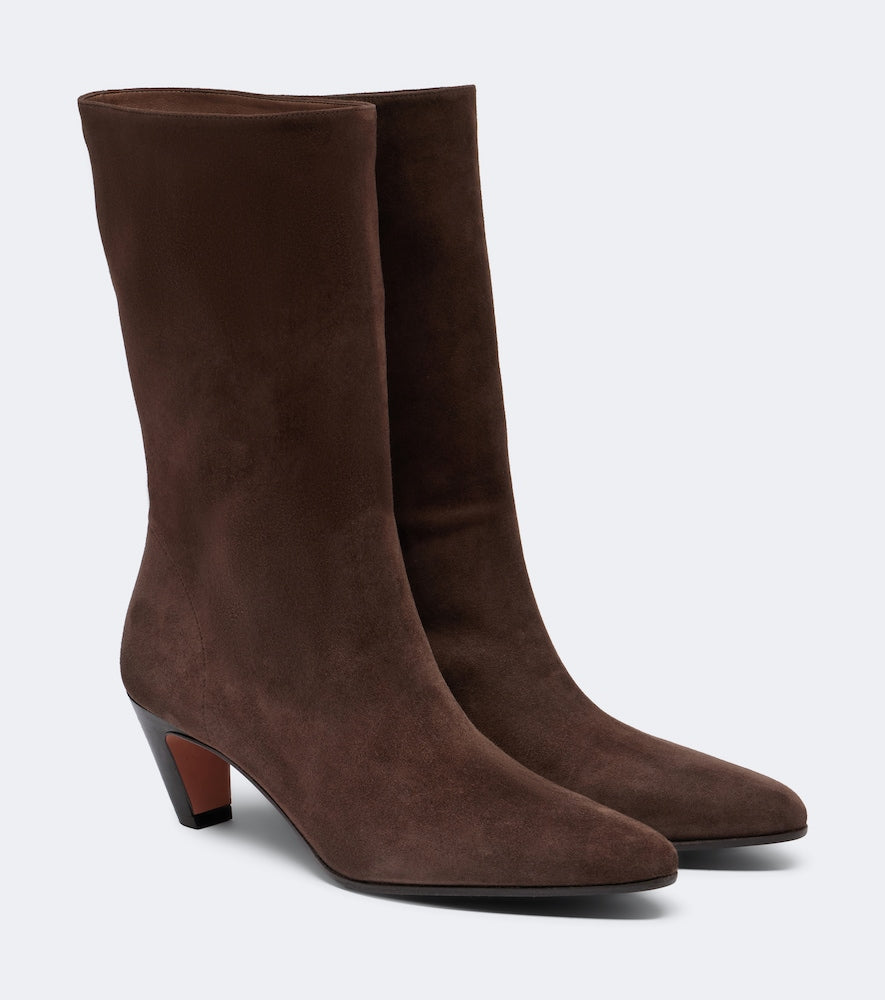 Brown Aquazzura Slouchy suede mid-calf boots - Mid Heels