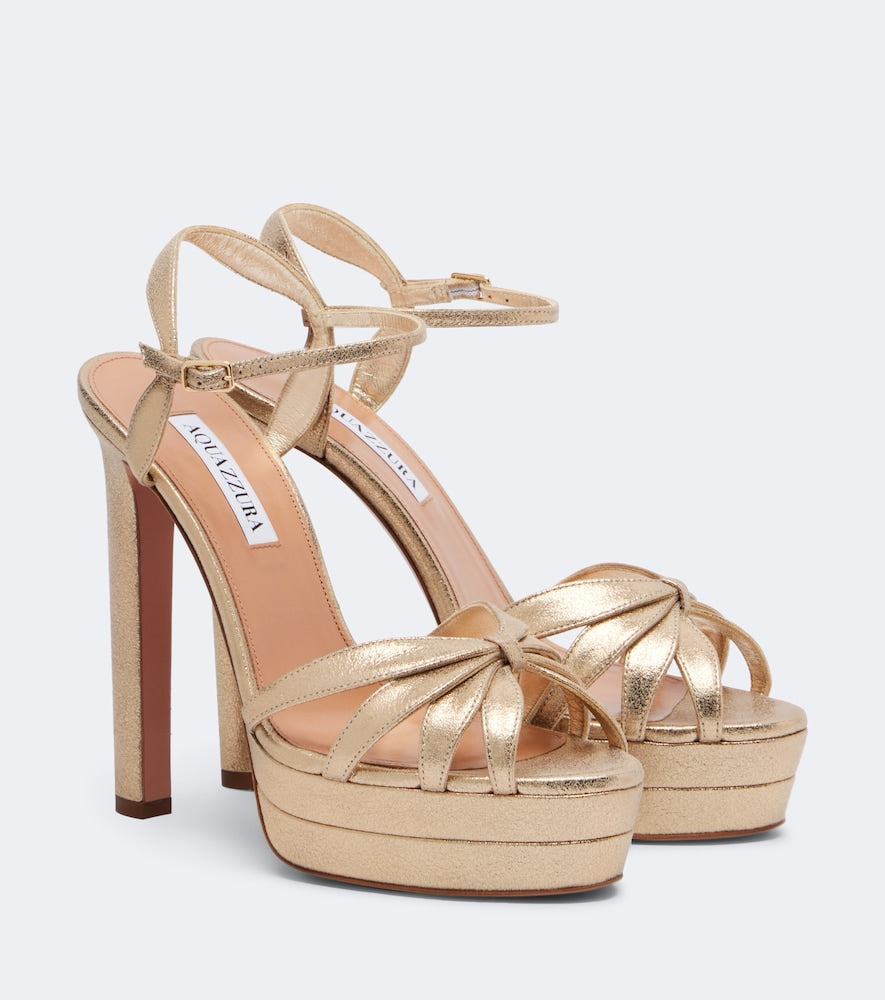 Aquazzura Soulmate metallic leather platform sandals in Gold - Heeled Sandals