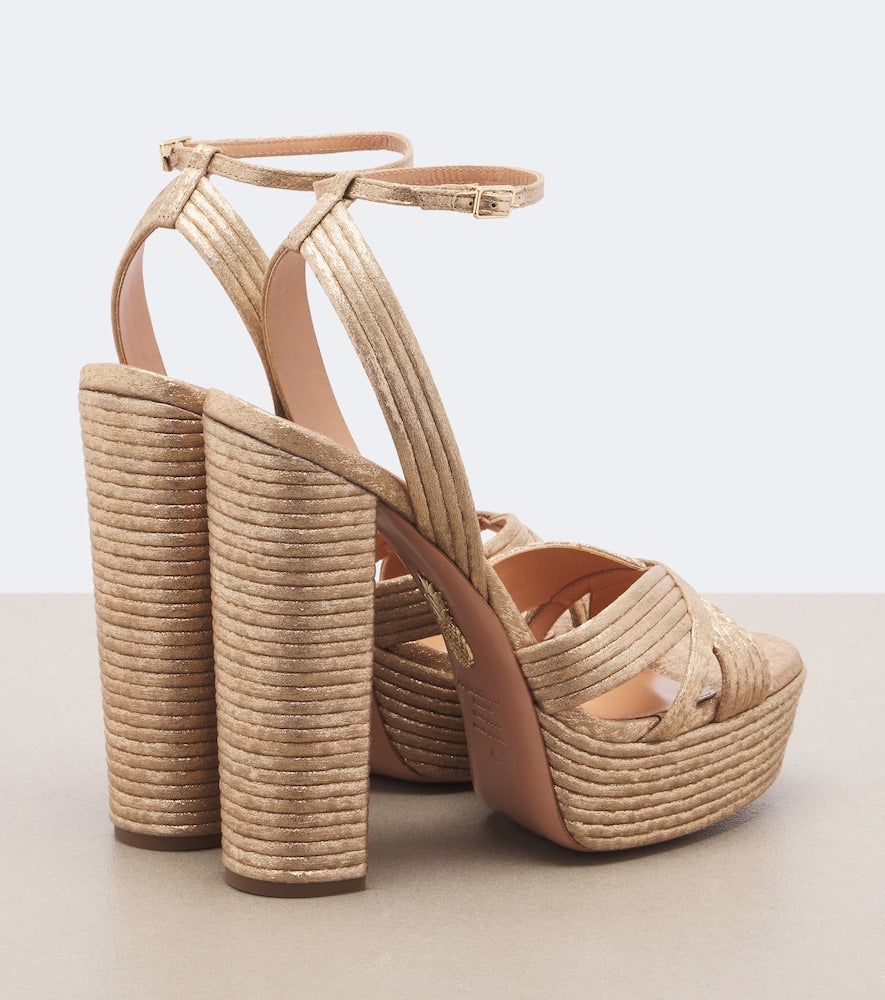 Aquazzura Sundance platform sandals (Gold) - High-Heel Sandals