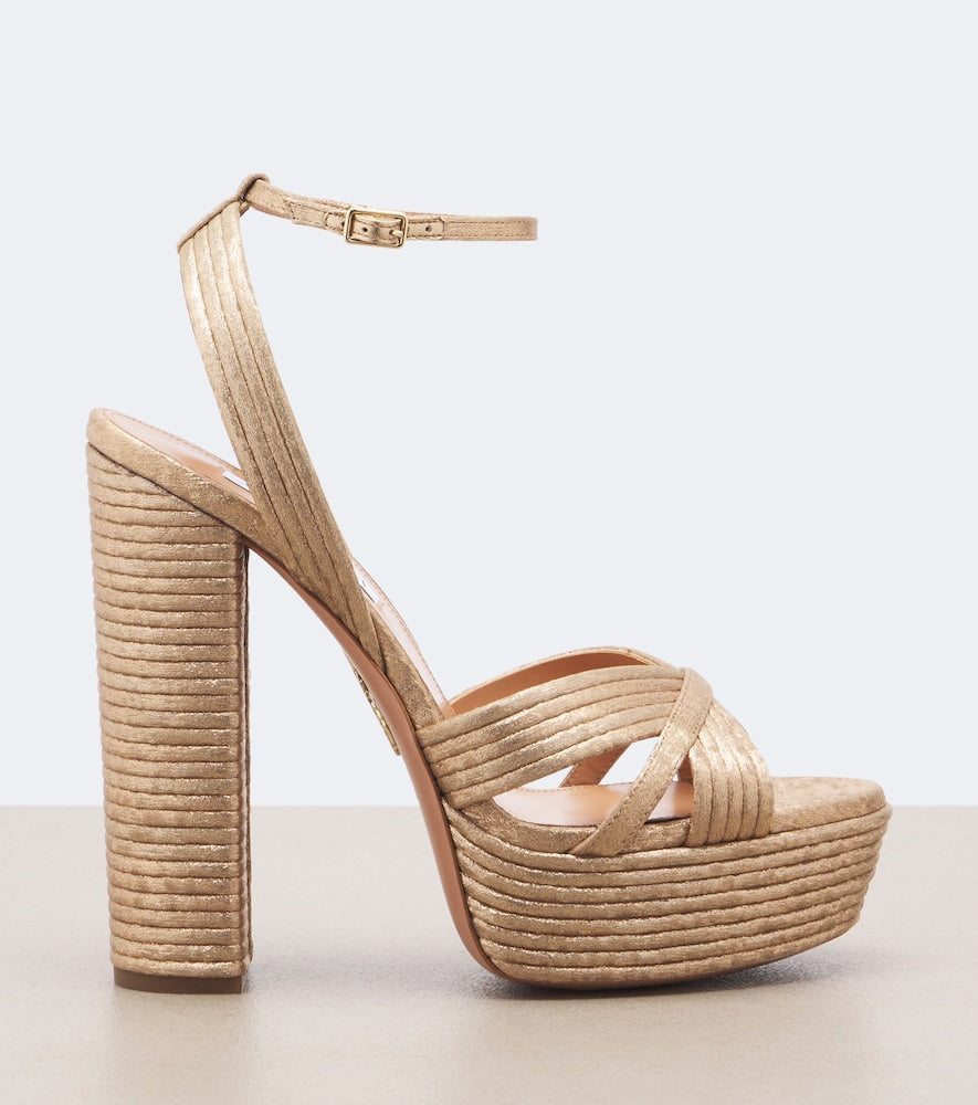 Aquazzura Sundance platform sandals (Gold) - High-Heel Sandals
