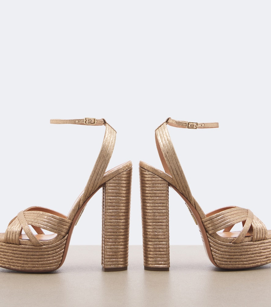 Aquazzura Sundance platform sandals (Gold) - High-Heel Sandals