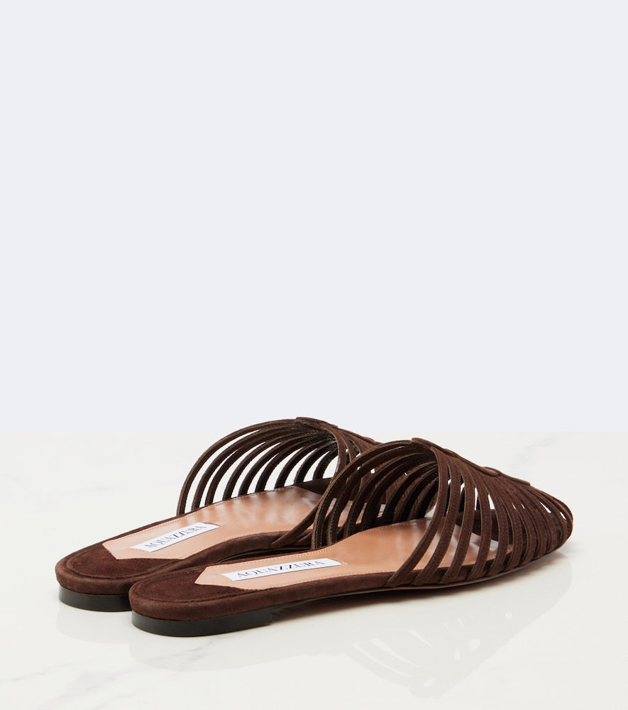 Brown Aquazzura Sweet Surrender suede mules - Mules