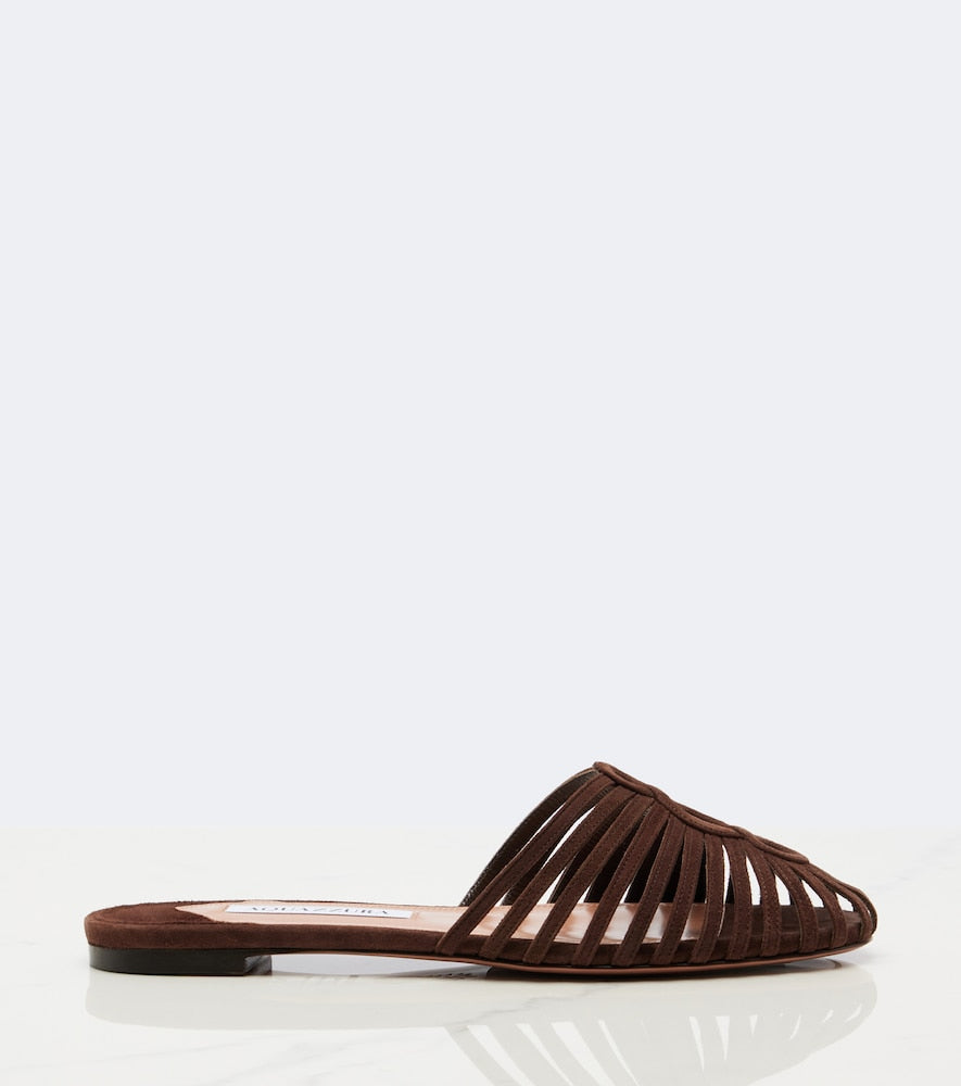Brown Aquazzura Sweet Surrender suede mules - Mules