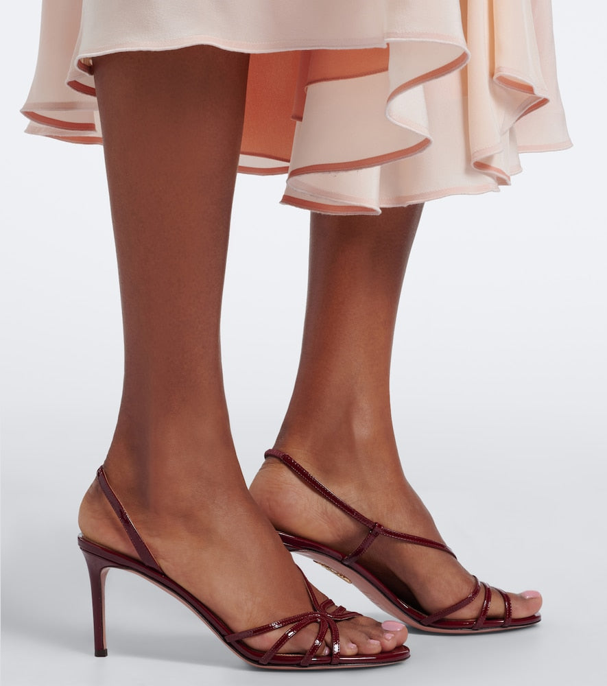 Burgundy Aquazzura Talk To Me patent leather slingback sandals - High-Heel Sandals
