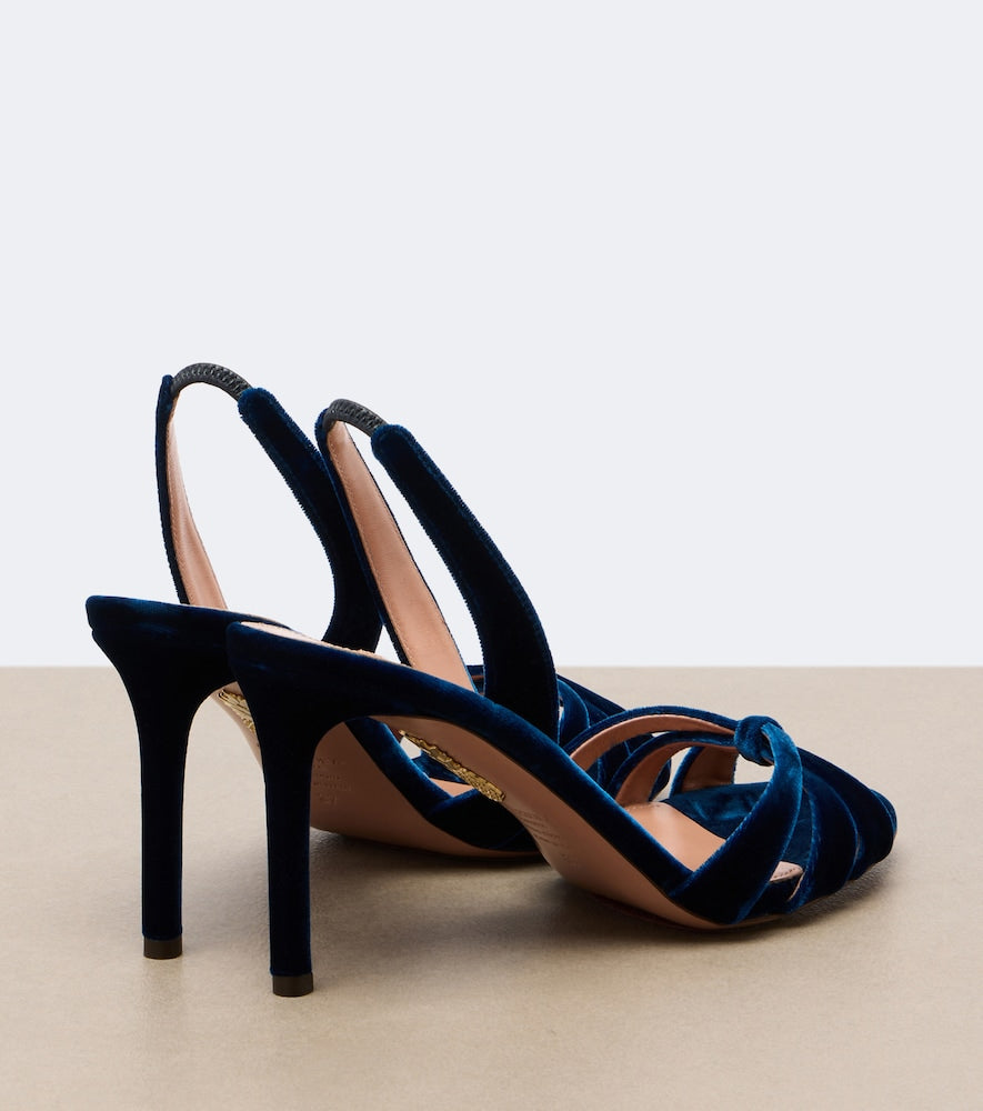 Aquazzura Tati velvet slingback sandals (Blue) - High-Heel Sandals