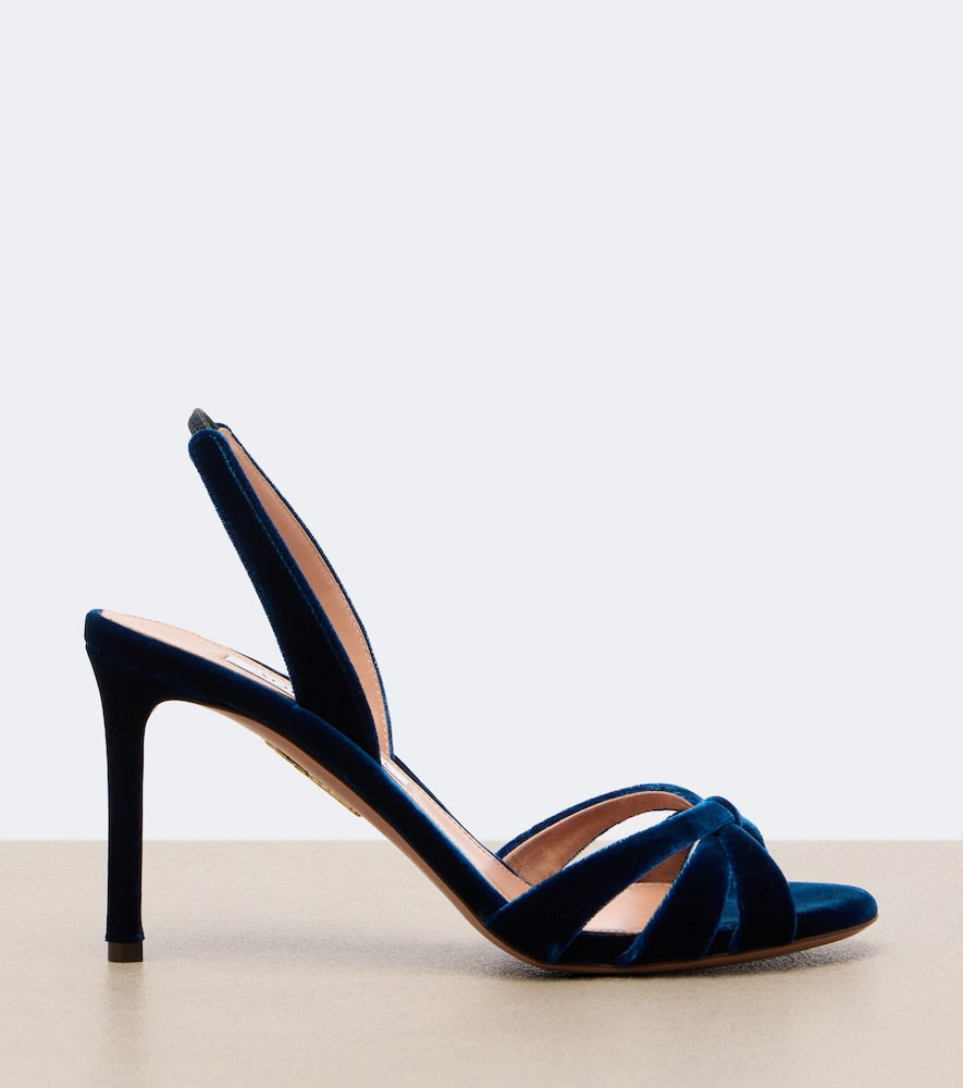 Aquazzura Tati velvet slingback sandals (Blue) - High-Heel Sandals