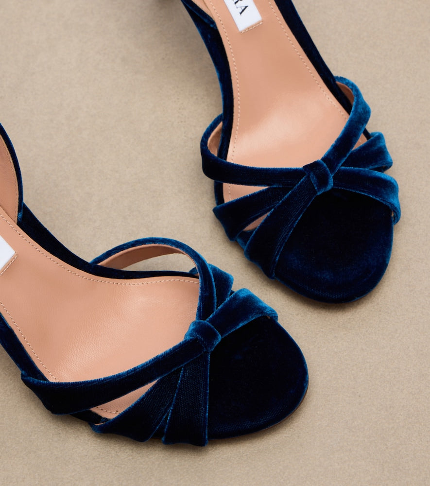 Aquazzura Tati velvet slingback sandals (Blue) - High-Heel Sandals